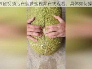 菠萝蜜视频污在菠萝蜜视频在线观看，具体如何操作？