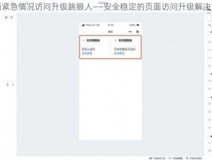 页面紧急情况访问升级跳狼人——安全稳定的页面访问升级解决方案