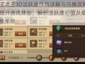 万王之王3D活跃度作用详解与兑换攻略：提升游戏体验，解析活跃度价值及最佳兑换策略