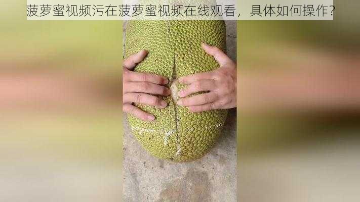 菠萝蜜视频污在菠萝蜜视频在线观看，具体如何操作？