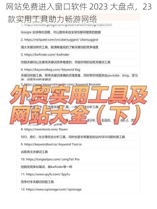 网站免费进入窗口软件 2023 大盘点，23 款实用工具助力畅游网络