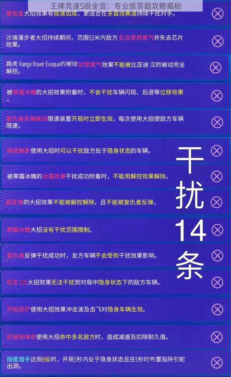 王牌竞速S级全览：专业级答题攻略揭秘