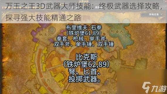 万王之王3D武器大师技能：终极武器选择攻略，探寻强大技能精通之路