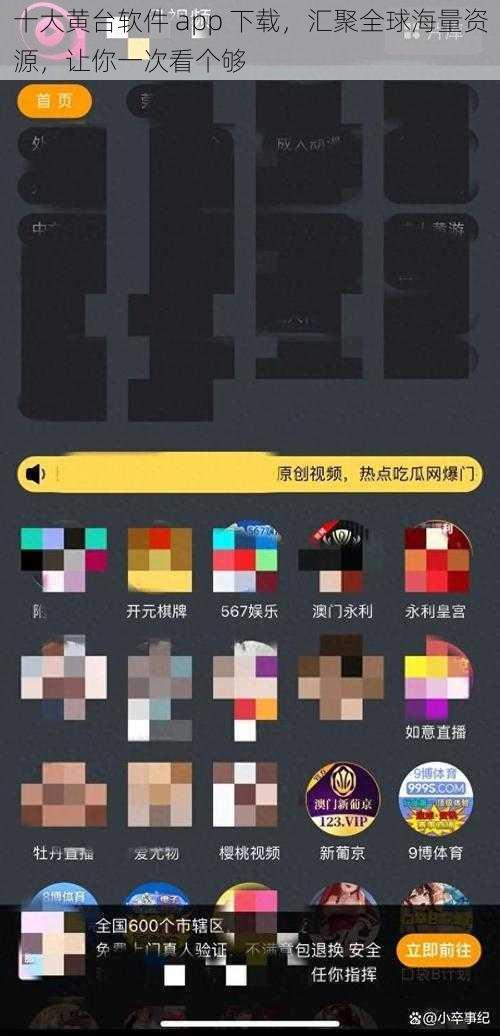 十大黄台软件 app 下载，汇聚全球海量资源，让你一次看个够