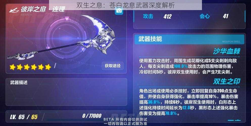 双生之息：苍白龙息武器深度解析