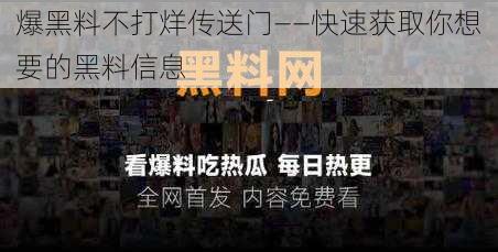 爆黑料不打烊传送门——快速获取你想要的黑料信息